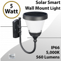 Solar Wall Lantern, Wall Mount Smart Light Control 5W 560Lm