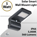 Solar Wall Pack, Wall Mount Smart Light Control 5W 560Lm Square