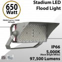 LED Stadium Lights 650W 97500 lumens IP66 ETL DLC 100-277V
