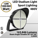 Field Lighting Stadium 480V 1200/1000/800W 163,846Lm 30/45/60° Tunable