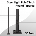 Steel Light Pole 30 Foot - 7 Inch Round Tapered