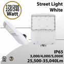 Street Light White Finish 170 to 240W - CCT 3/4/5000k Up to 35,040Lm
