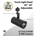Track light Head 30/25/20W Black 20°- 50° Adjustable 27/30/35/40/50K