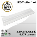 LED Troffer 1x4 40/30/25/20/15W - 35/40/50/57/65K - 5000Lm