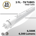 LED T8 5FT Tube Clear Lens 35W 6300Lm 6500K