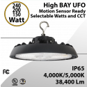 UFO Light LED High Bay 150/200/240W Motion Sensor Ready 38400Lm 4/5K