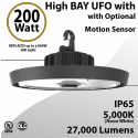 UFO Light LED High Bay 200W Motion Sensor Ready 27000Lm 5000K