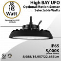 UFO Light LED High Bay 60/100/150W Motion Sensor Ready8988/14957/22683Lm 5000K