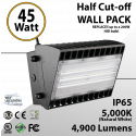 45W LED Half Cut off Wall Pack 4950 Lumens 5000K IP65 UL DLC