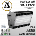 70W LED Half Cut off Wall Pack 7200 Lumens 5000K IP65 UL DLC