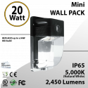 20W LED Mini Wall Pack 2450 Lumens 5000K IP65 with Photocell
