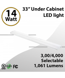 33" LED Under Cabinet Light, 14W, CCT 3000K/4000K, 1061.9 LM