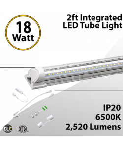 Integrated LED Tube Light Fixture - 2ft 18W, 2520lm Fluorescent Replacement