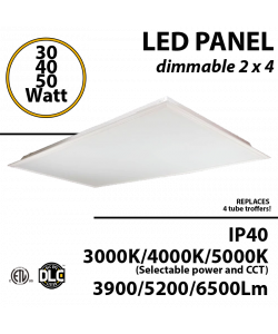 2x4 LED Panel Light 30 40 or 50W up to 6500Lm Back lit 30K 40K 50K Dimmable