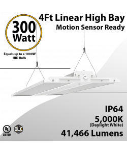 4Ft Linear High Bay Motion Sensor Ready 300W 41466Lm 5000K 100-277V