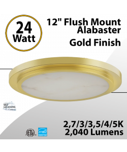 Flush Mount Alabaster 12" LED Ceiling Light,