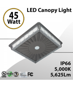 Dark Bronze LED Parking Garage Canopy Light 5000K 45W 