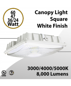 Canopy Light Square White Finish 24 to 60W - 3000/4000/5000K - 8000Lm