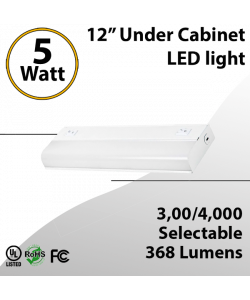 12" Tunable LED Under Cabinet Light: Undermount Kitchen Cabinet 3/4000K