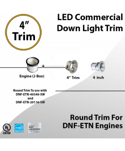 LED Downlight 4 inch Round Trim 