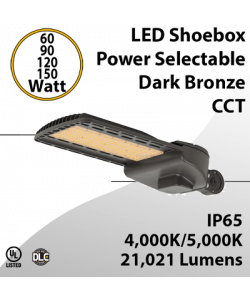 LED Shoebox Light Power Selectable 60W to 150W 21000Lm 4000K/5000K 