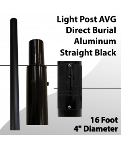 Light Post 16Ft AVG Direct Burial Aluminum Straight Black 