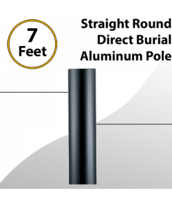7ft Black Aluminum Straight Round Pole Direct Burial 3.0" 