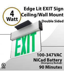 Exit Sign Edge-lit Battery Backup 2 Face Green