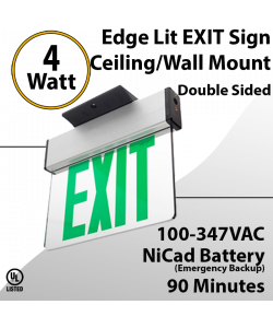 Green Exit Sign Edge-lit Battery Backup Double Face