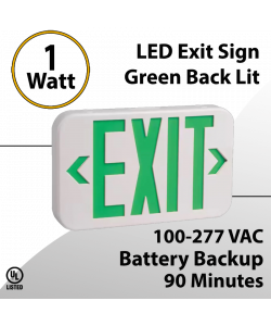 LED Exit Sign Green Back Lit