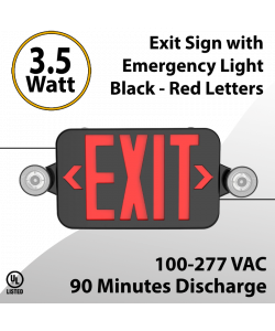 EXIT sign with Emergency Light 90M discharge 3.5W with Battery Black