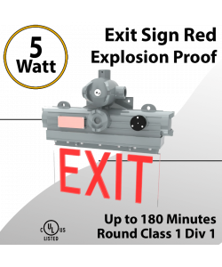 Emergency Exit Sign - Red Light - Explosion Proof - Class I Division 1