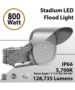 Stadium Sports Lights LED Lamp 800W 128735 lumens 200-480VAC IP66 UL DLC (LED)