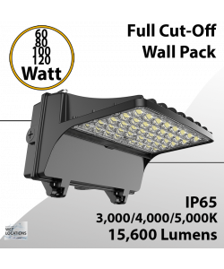 Full Cutoff Wall Pack Wattage Selectable with Built-In Photocell 60W/80W/100W/120W