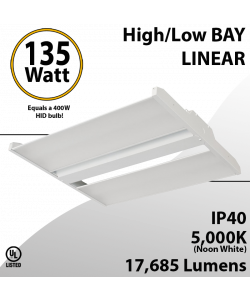 LED High Bay Light 2Ft. 135W 17685 Lumens 5000K UL DLC
