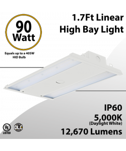 LED High Bay Light 2Ft. 90W 12670 Lumens 5000K UL DLC
