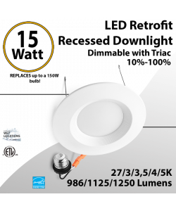 Recessed Downlight Retrofit -Wet Location- 6"