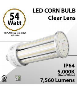 LED Corn Bulb Lamp 54W 7560Lm 5000K E39 IP64 UL