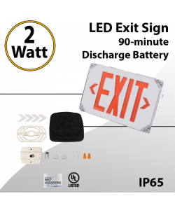 Wet Locations Exit Sign 90Min Battery Included IP65 Single/Double Face