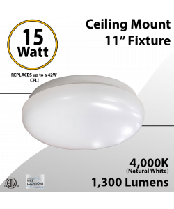 LED Flush Mount Ceiling light 4000K 15W 1300Lm