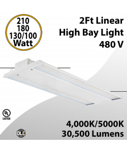 LED High Bay Light 480V 2Ft. 210W/180W/130W/100W