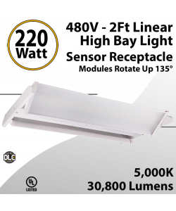 Linear High Bay 2ft 220W Receptacle Sensor Modules Rotate Up 135°