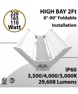 LED High Bay Light 2Ft. 220W/165W/110W 35K 40K 50K OS Ready UL DLC FCC