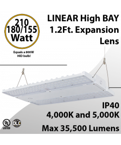 High Bay Led Light 1.2Ft. 210/180/155W 120-277 VAC 32000Lm 4000-5000K
