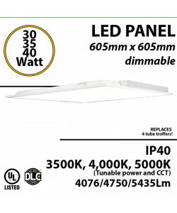 LED Panel Light 30W 35W 40W 5435Lm Back lit 3500K 4000K 5000K UL/DLC