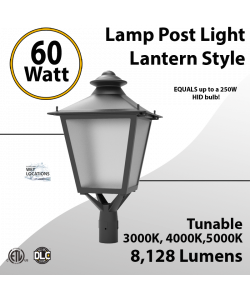 LED Post Light 60W LED Lantern Style 8128Lm 3000K 4000K 5000K