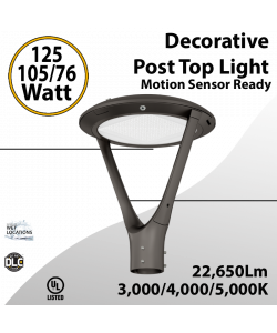 Decorative Post Top Light 125-76W 22650LM