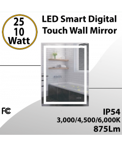 LED Smart Digital Touch Wall Mirror 25W 875Lm