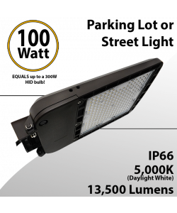LED Street Light 100W 100-277 13500Lm 5000K UL IP65 DLC