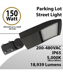 LED Street Light fixture 150W 480V 18939Lm 5000K UL IP67 DLC